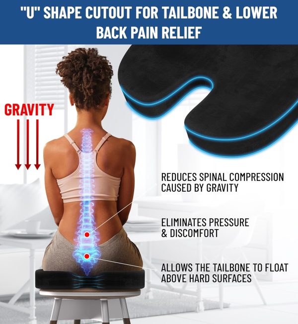 Everlasting Comfort Memory Foam Seat Cushion – Doctor-Recommended for Tailbone, Sciatica & Back Pain Relief | Office Chair & Car Seat Support - Image 7